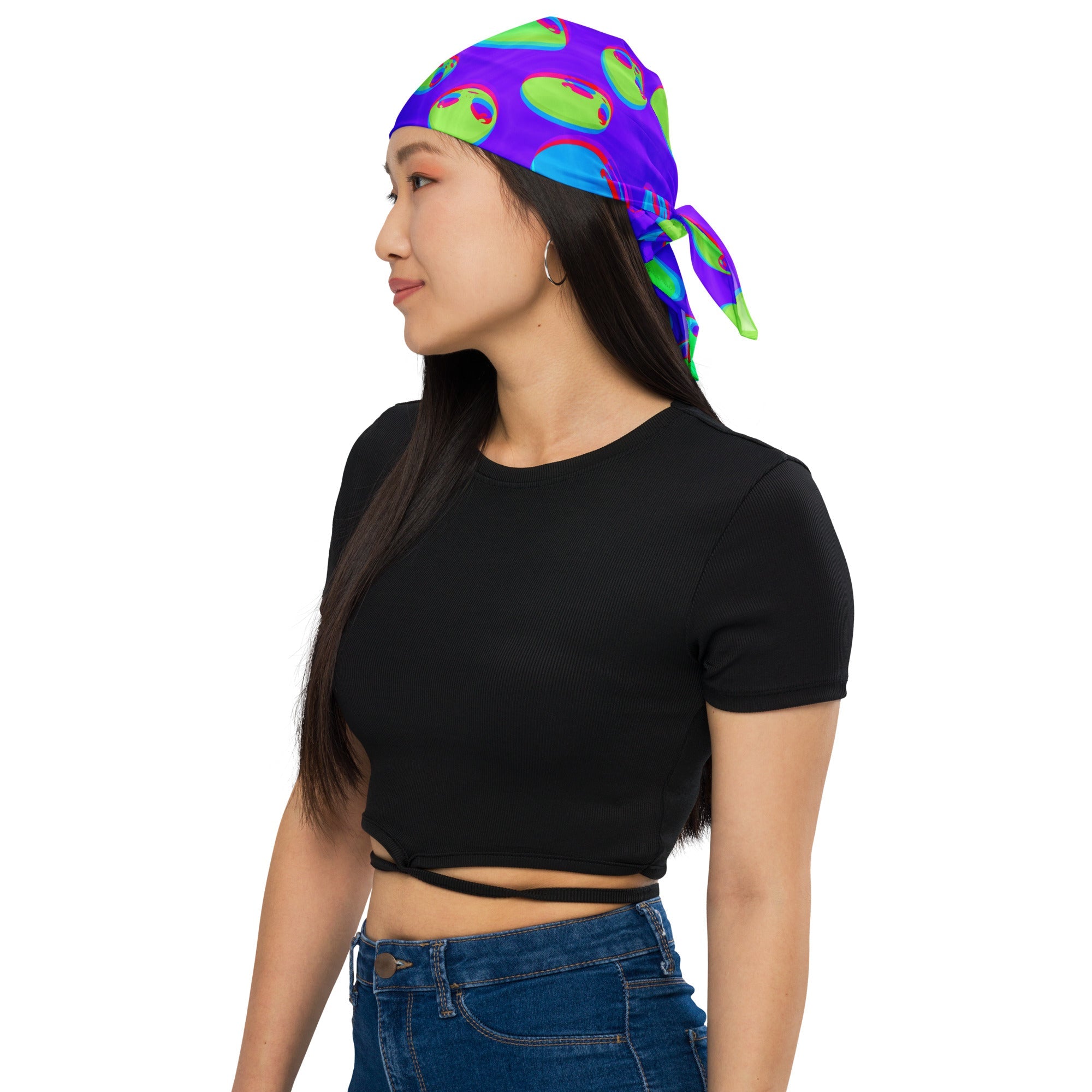 Purple Alien Vapor Glitch Rave Bandana
