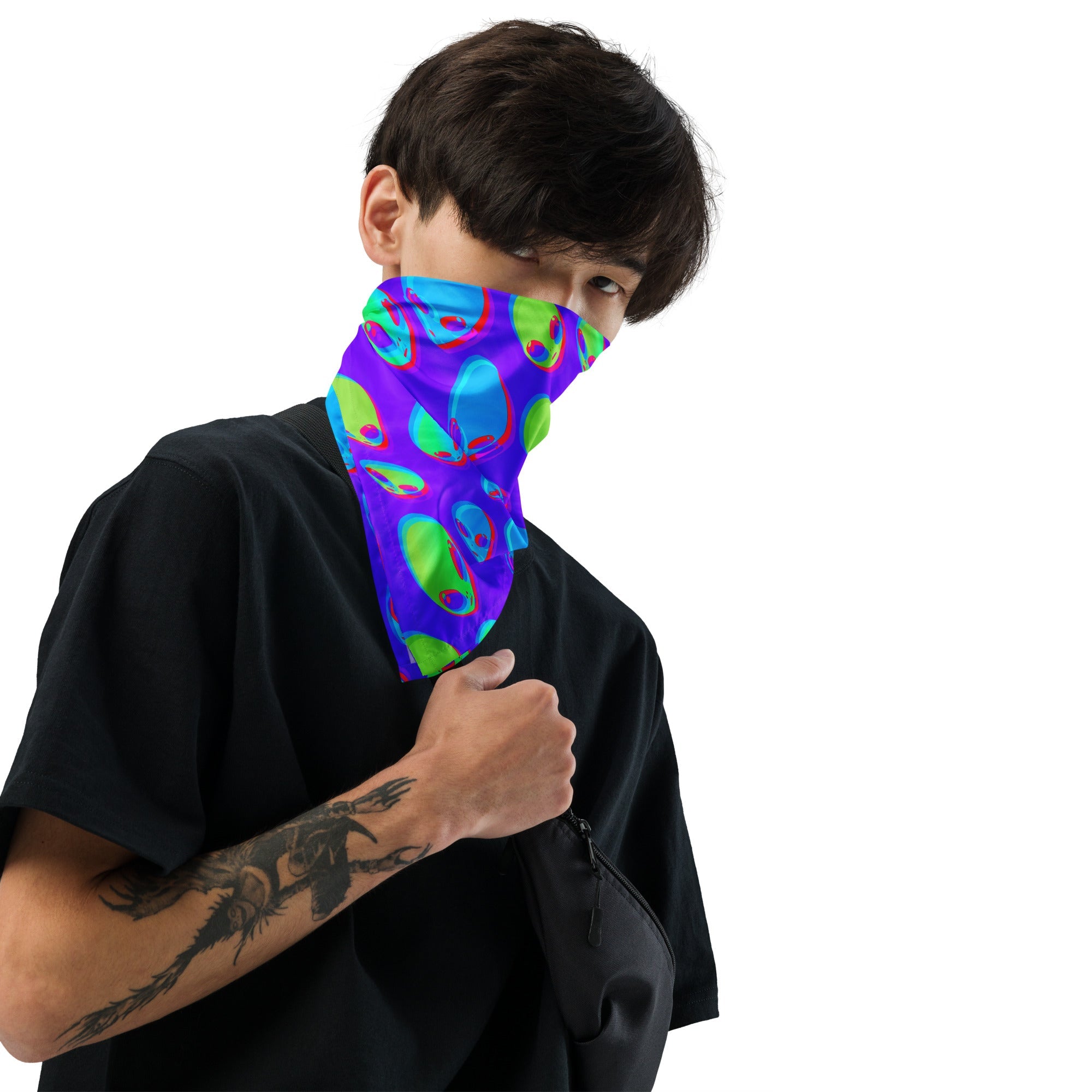 Purple Alien Vapor Glitch Rave Bandana